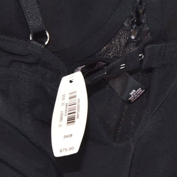 NWT Victoria Secret Black Lace Mesh Bustier Slip Size 36B Lingerie Garter Corset - Picture 8 of 9